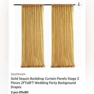NEW- Gold Sequin Backdrop Curtain Panels 2 pieces 2FT×8FT